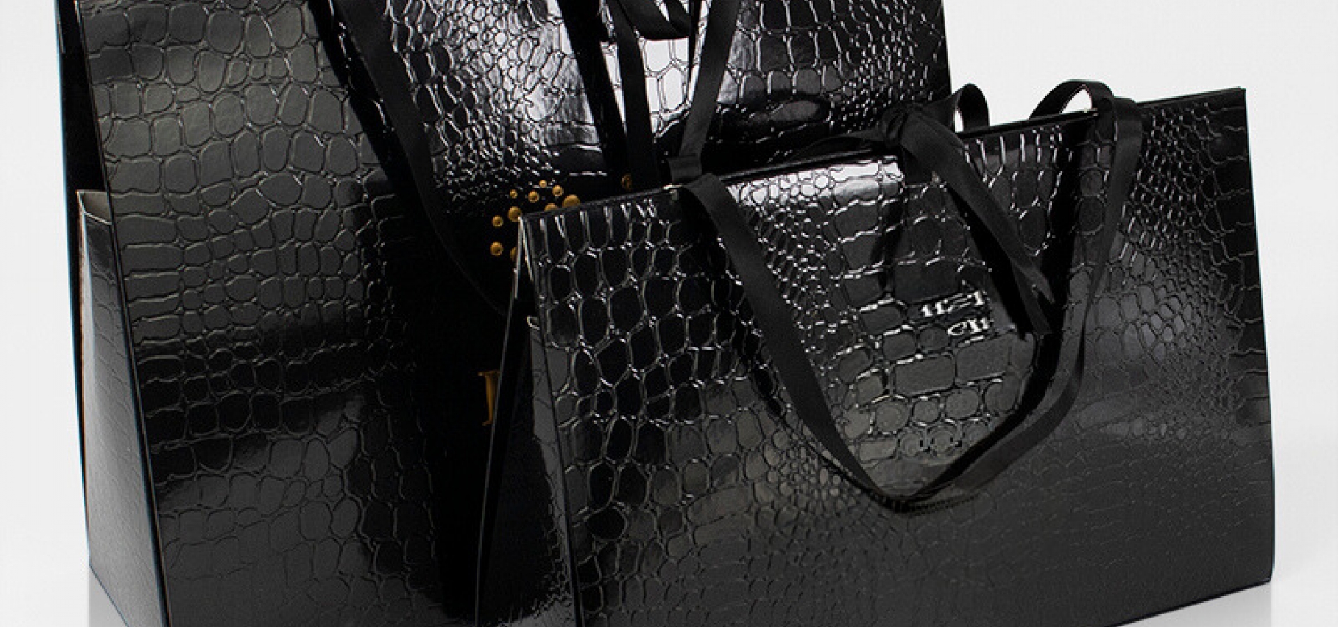 Luxury paper bags with leather imitation texture