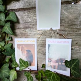 OUAI spray and reveal cards