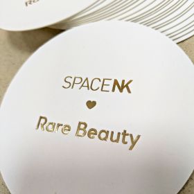 Rare Beauty foiled coaster