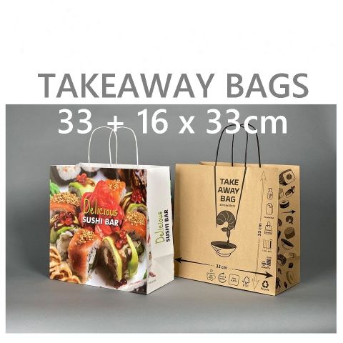 Printed Kraft Takeaway carrier bags 